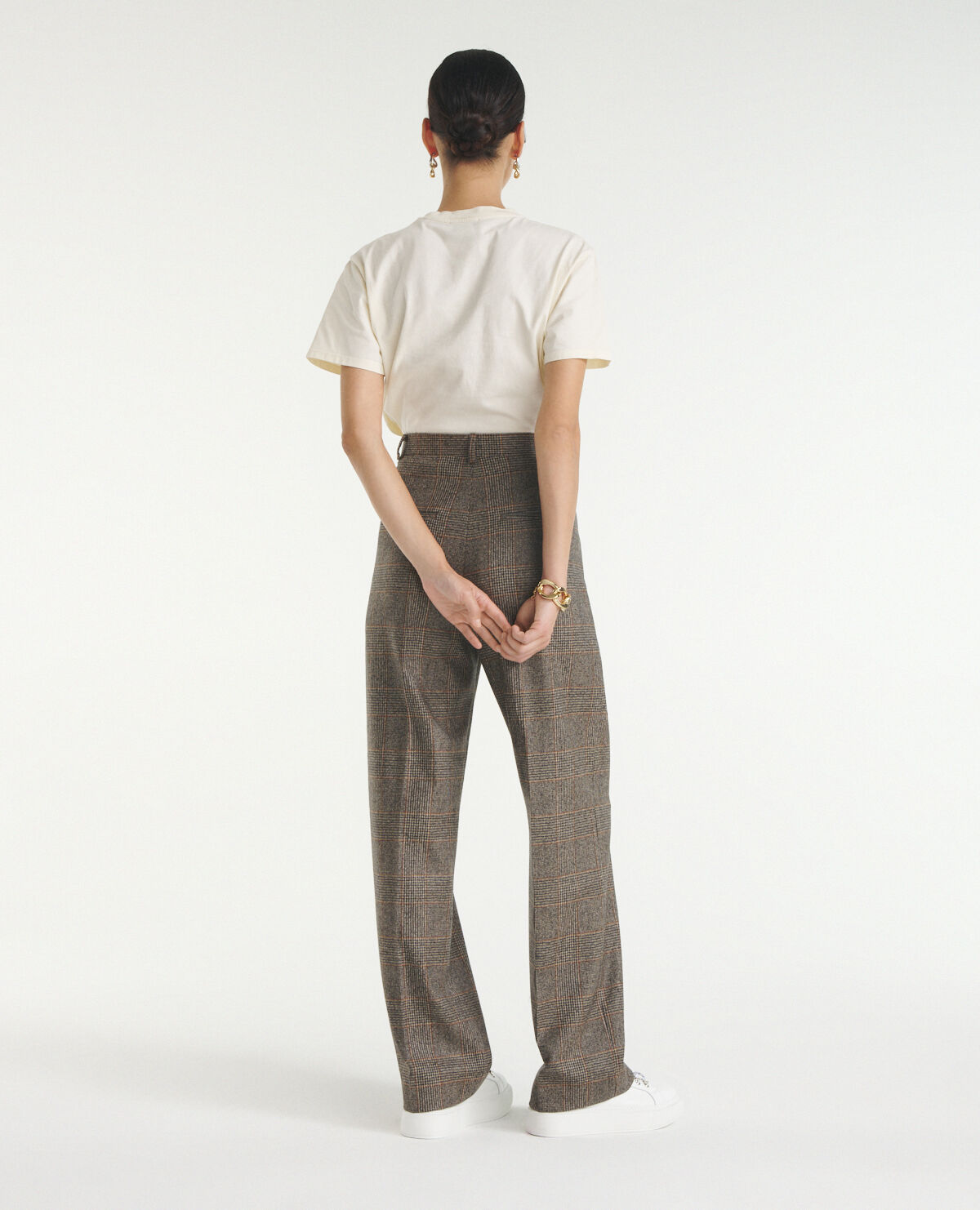 Pantalon laine marron droit avec pinces The Kooples France