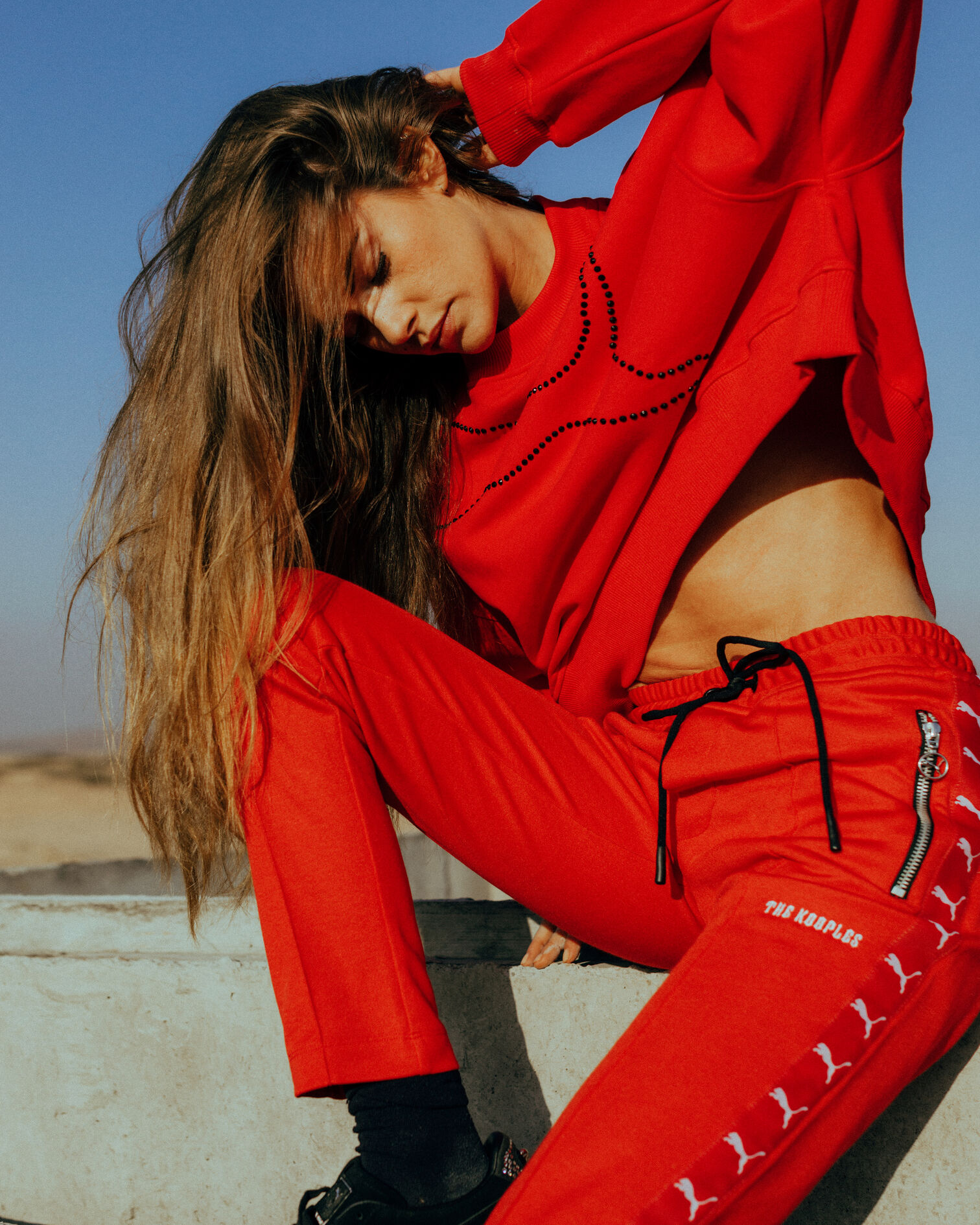 Puma red sweatshirt with rhinestones, RED, hi-res image number null