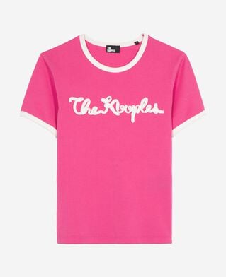 The Kooples FEMME FUSHIA t-shirt broderie ruban fuschia