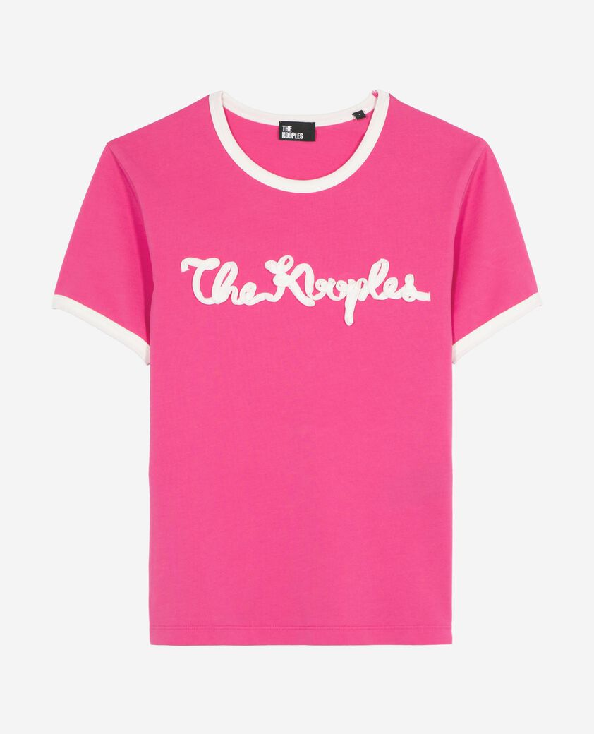 The Kooples FEMME FUSHIA t-shirt broderie ruban fuschia