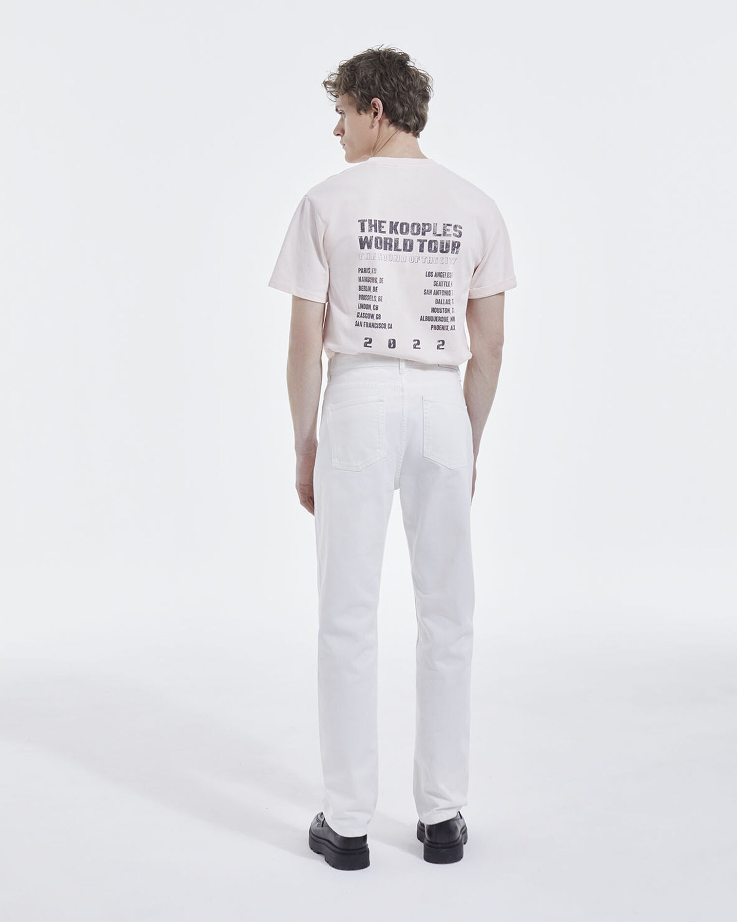 Pink cotton T-shirt with The Kooples logo, PINK, hi-res image number null