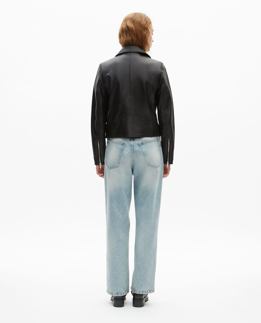 The Kooples WOMEN BLACK black leather biker jacket