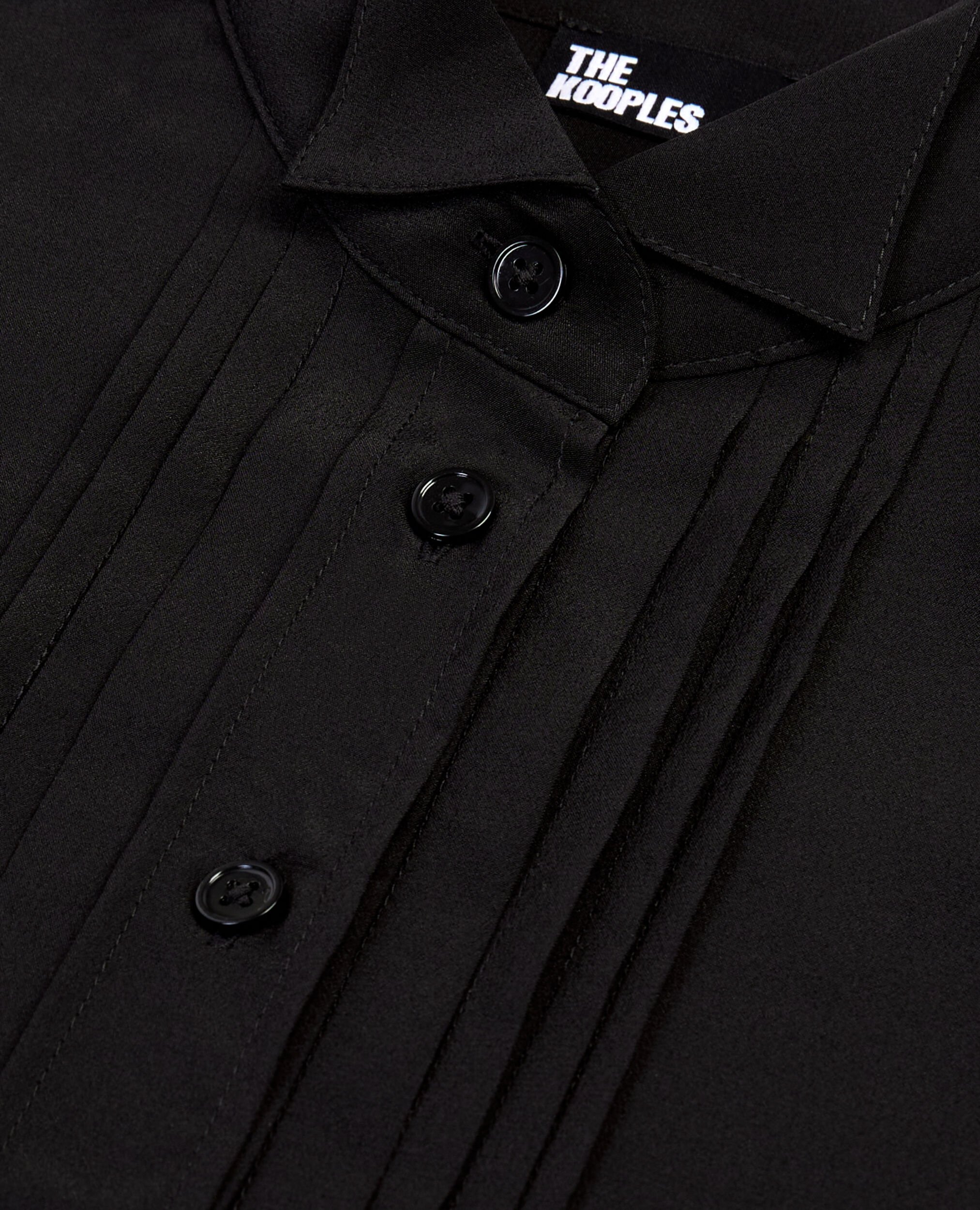 Chemise en soie avec plissage noire, BLACK, hi-res image number null