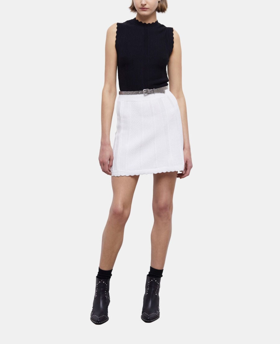 The Kooples DAMEN WHITE kurzer, wei&szlig;er strickrock