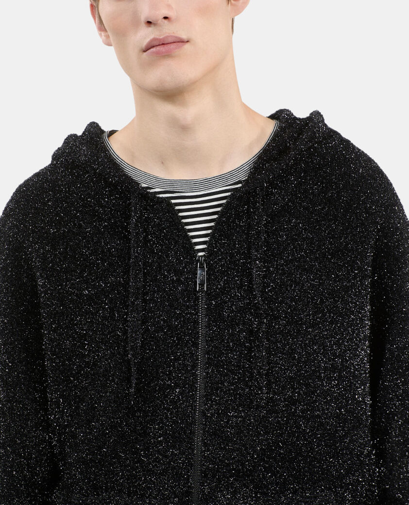 The Kooples HERREN BLACK schwarzer cardigan mit pailletten-effekt