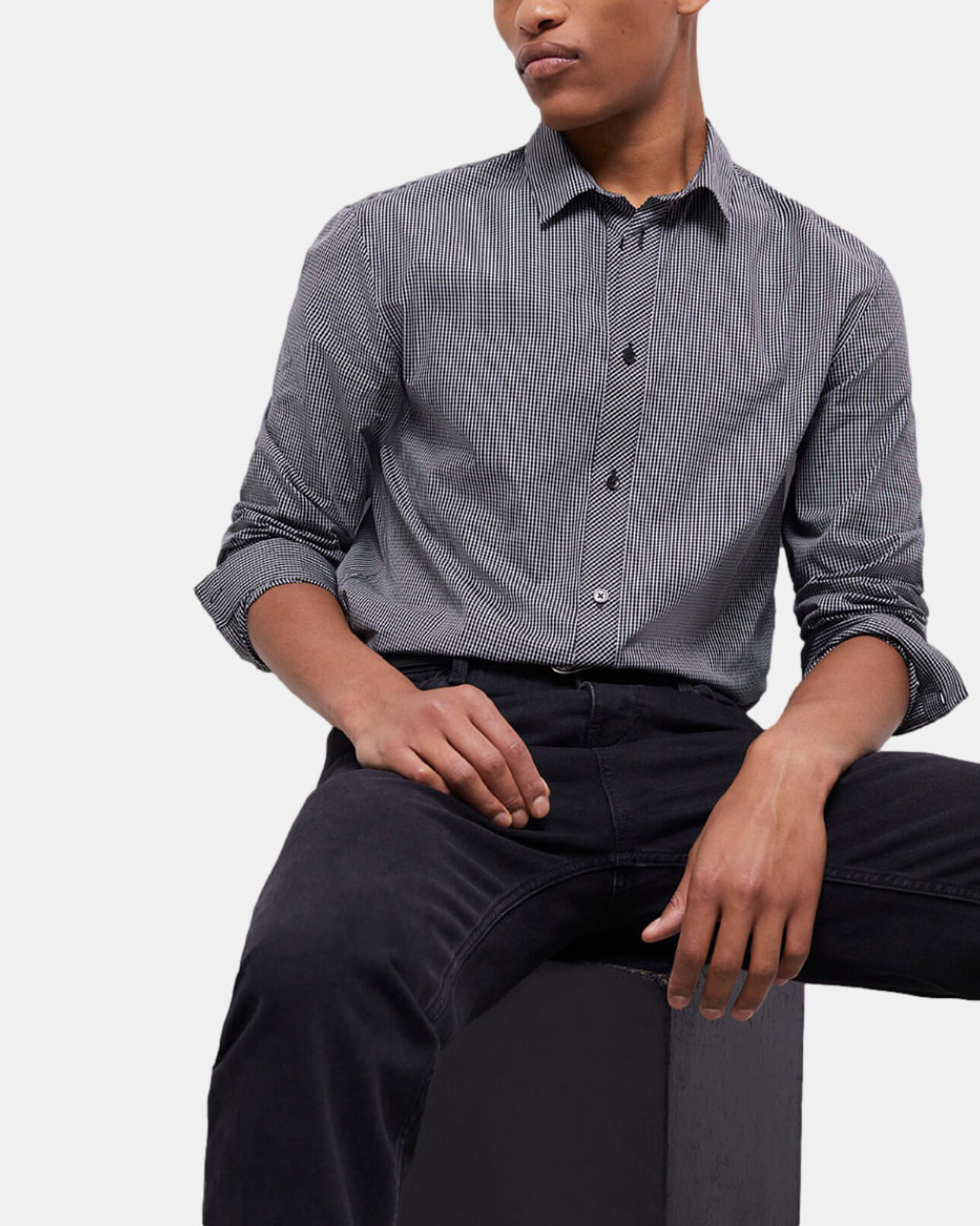 The Kooples MEN BLACK WHITE check shirt