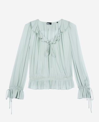 The Kooples F BLUE/GREEN blue blouse with ruffles