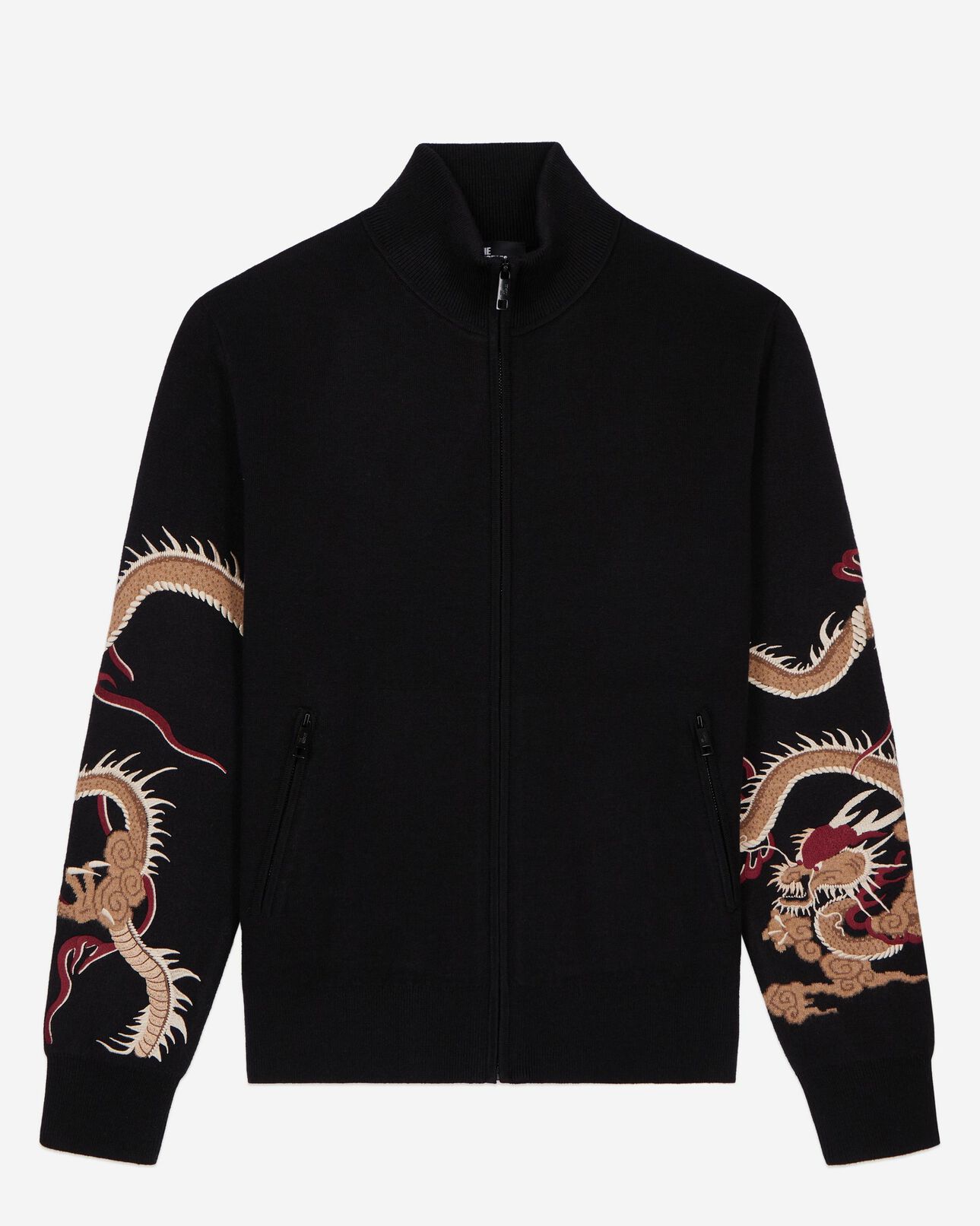 The Kooples HOMME BLACK cardigan en laine mélangée avec broderies