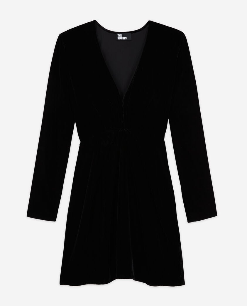 The Kooples DAMEN BLACK kurzes kleid aus schwarzem velours