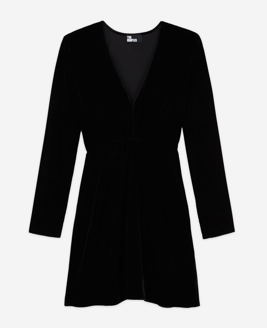 The Kooples DAMEN BLACK kurzes kleid aus schwarzem velours