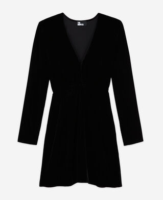 The Kooples DAMEN BLACK kurzes kleid aus schwarzem velours