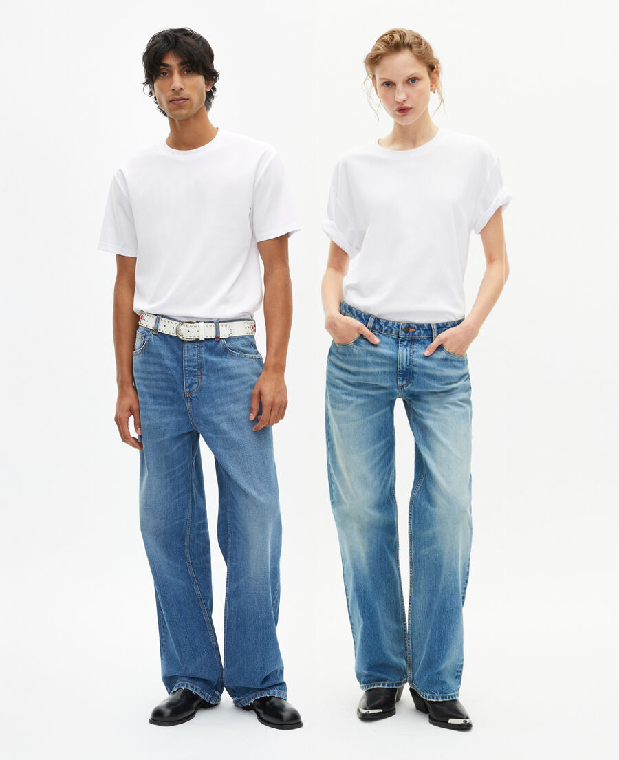 The Kooples H WHITE mixed t-shirt, straight, plain white