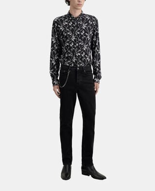 The Kooples HOMME BLACK WASHED jean noir droit avec chaîne