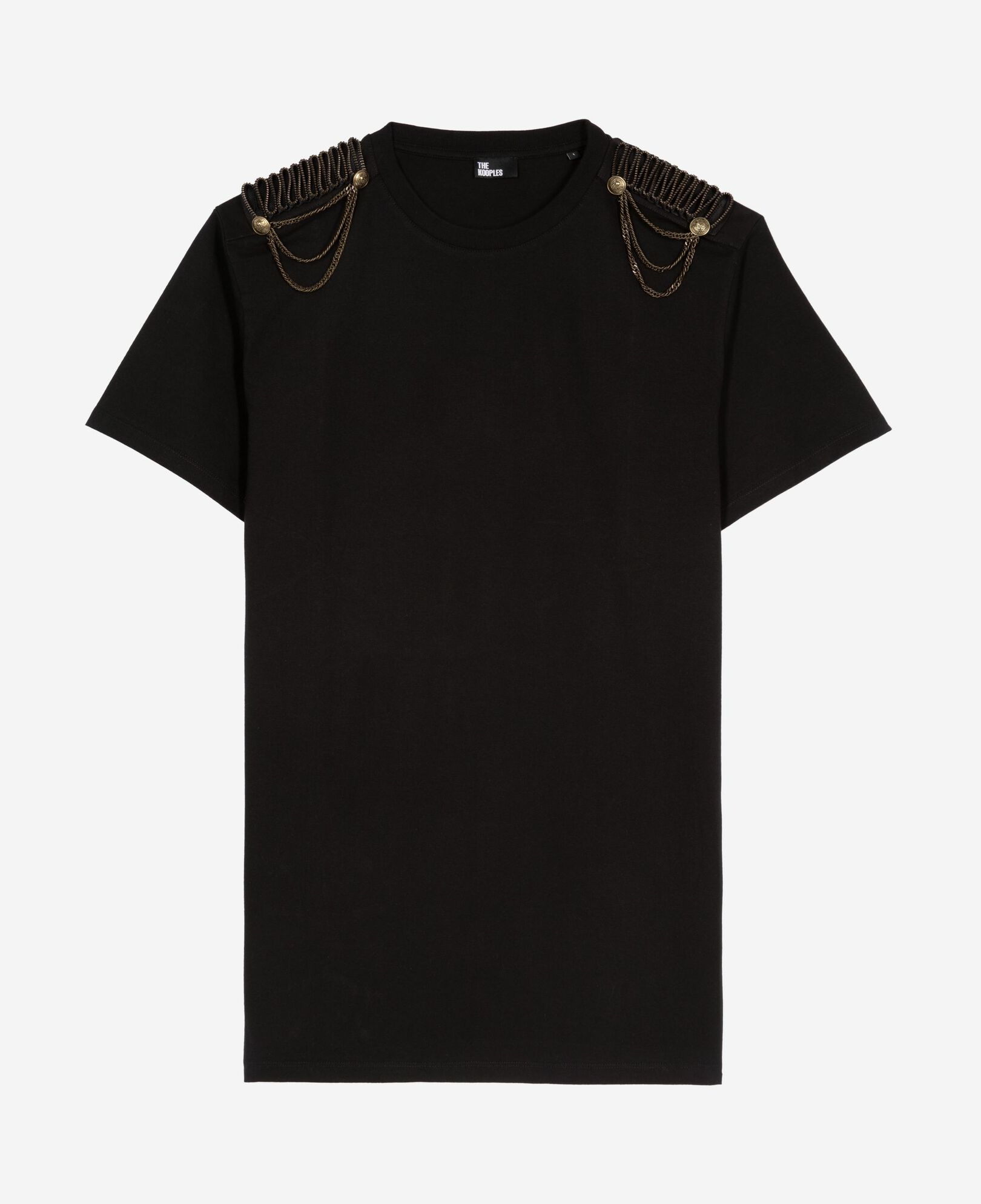 The Kooples WOMEN BLACK WASHED short black dress with shoulder pads