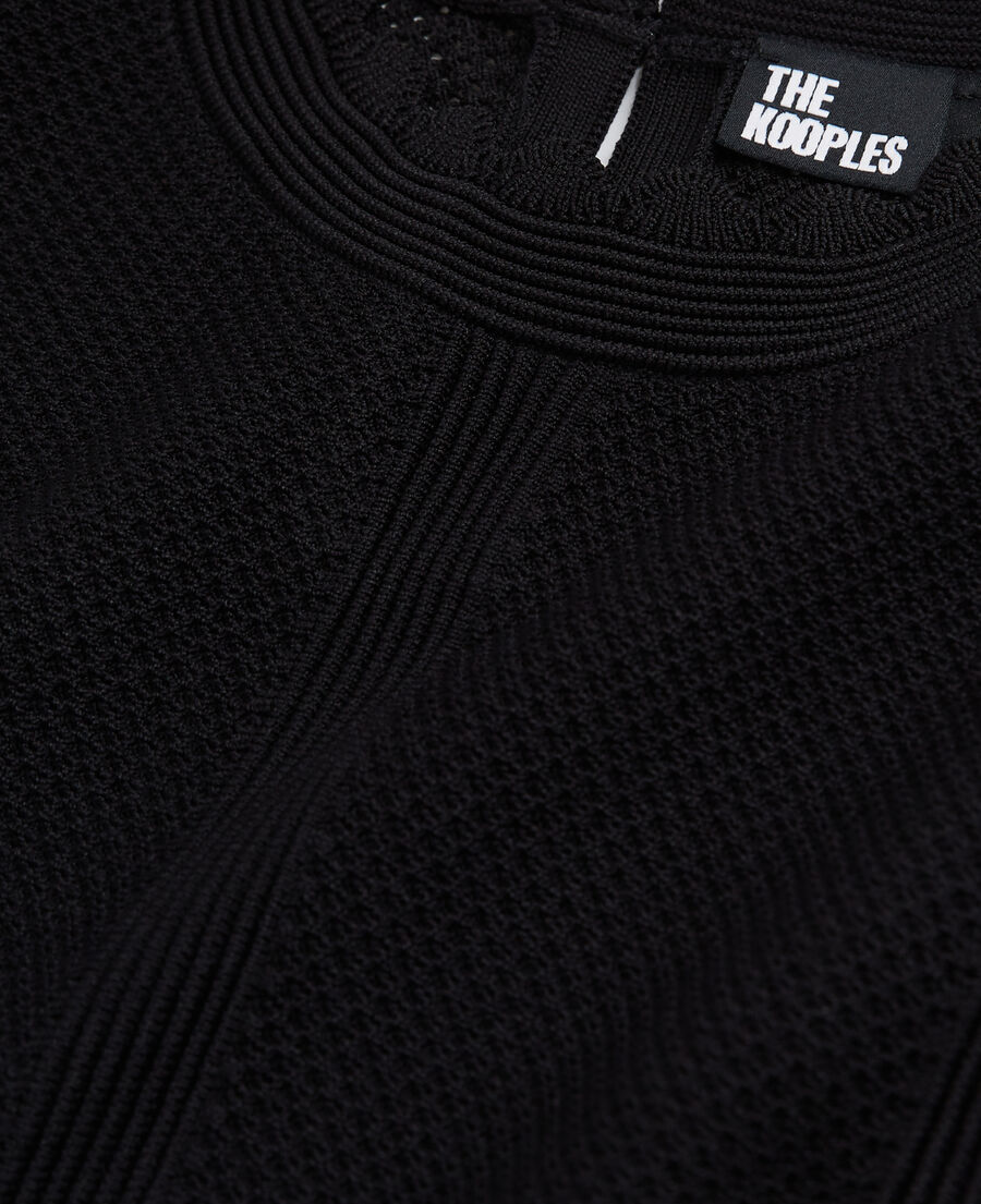 black openwork knit top