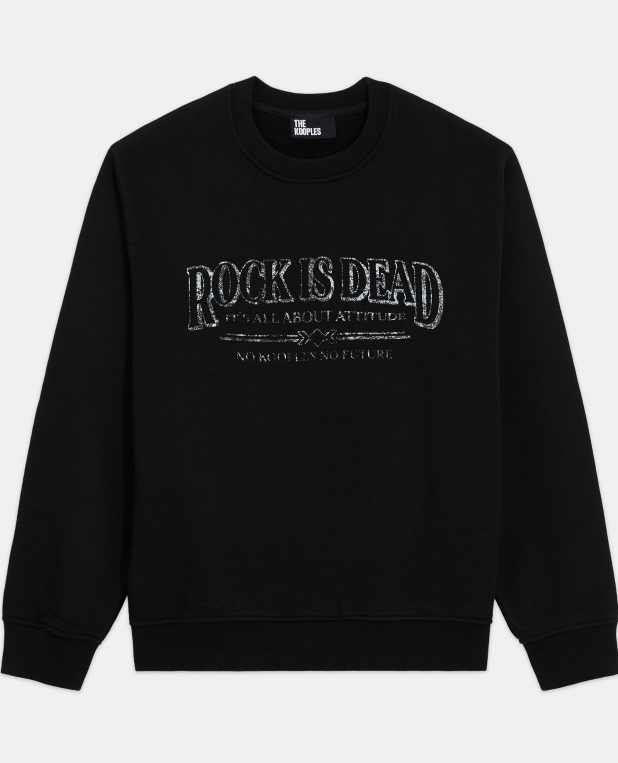 Black sweatshirt with screen print, BLACK WASHED, hi-res image number null