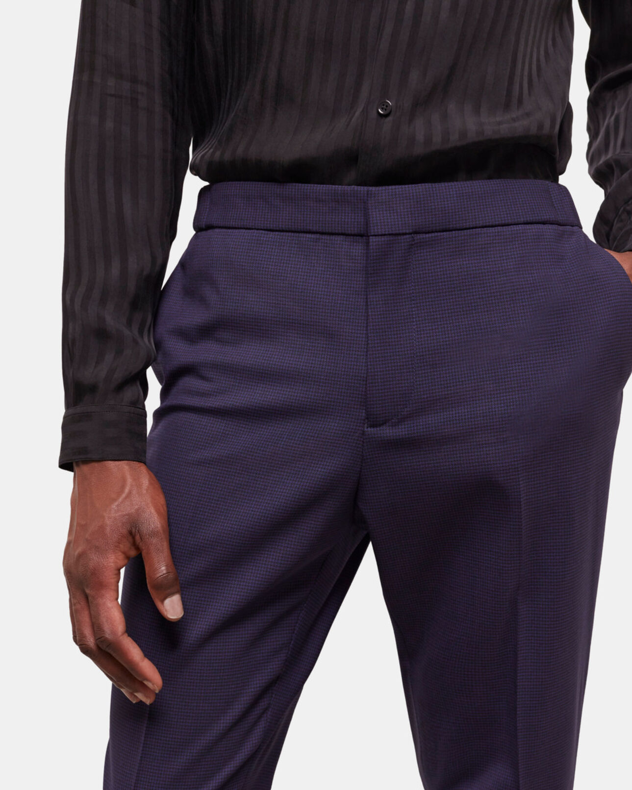 The Kooples HOMBRE BLACK / NAVY pantalón de traje de lana de pata de gallo