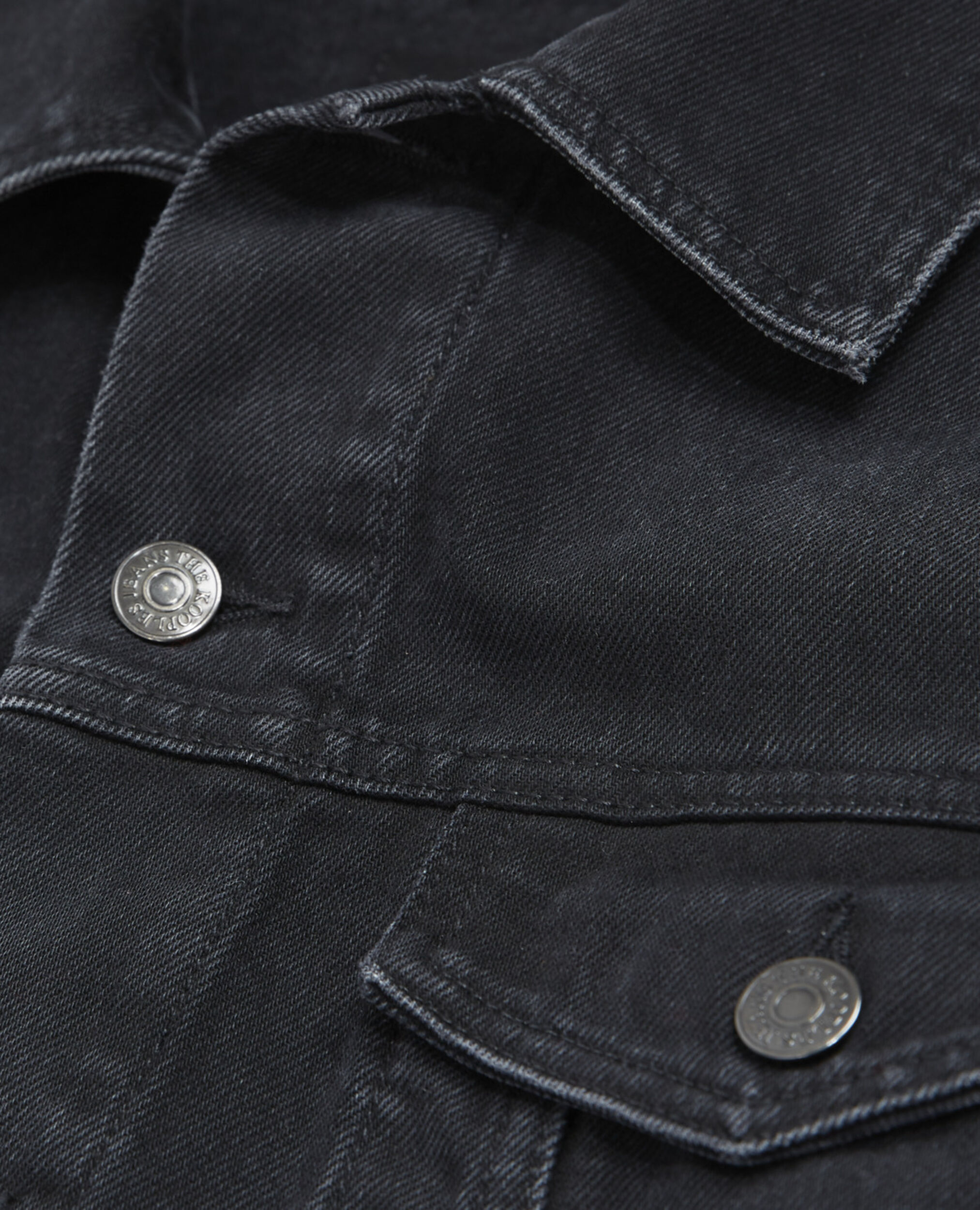 Black faded denim jacket with chest pockets, BLACK WASHED, hi-res image number null