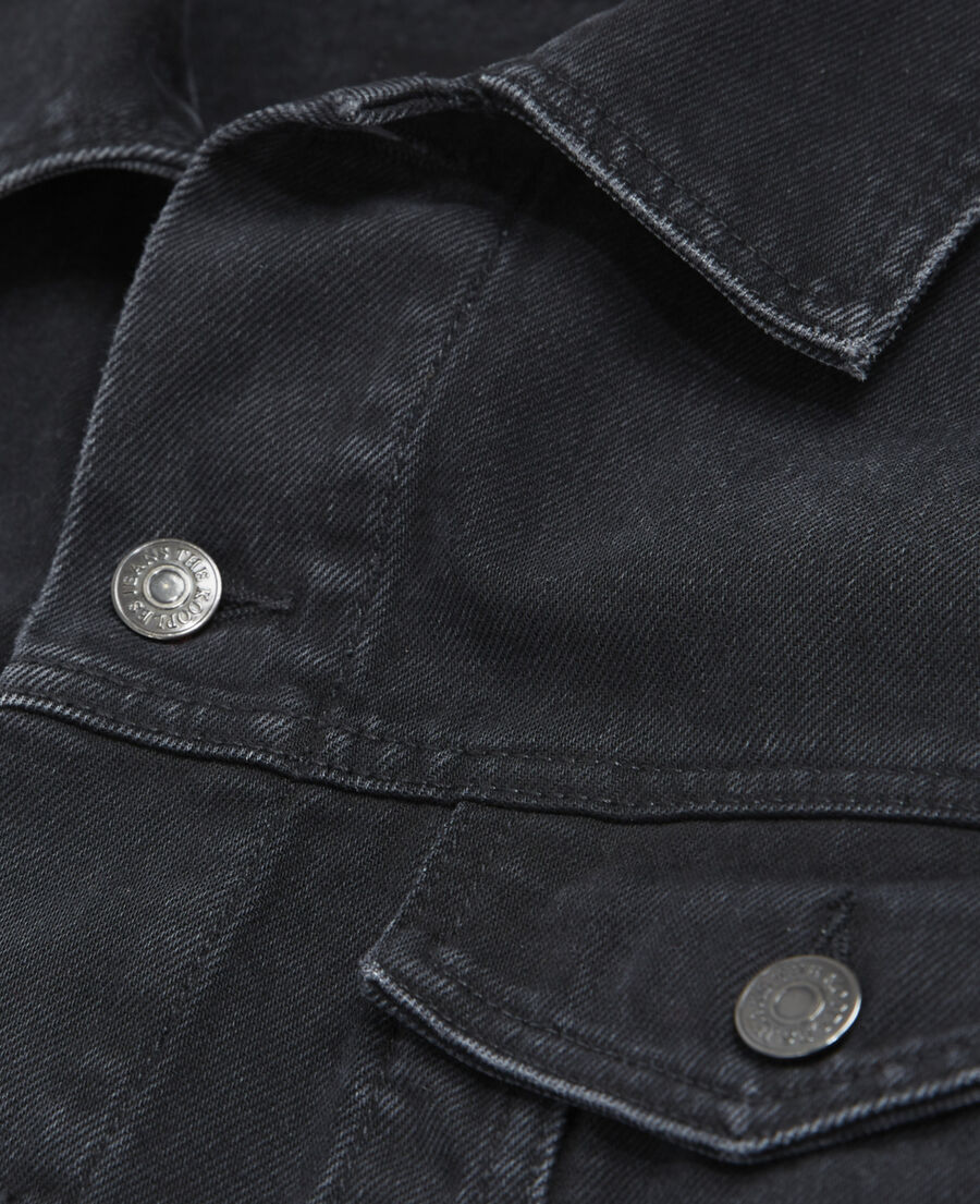 black faded denim jacket with chest pockets