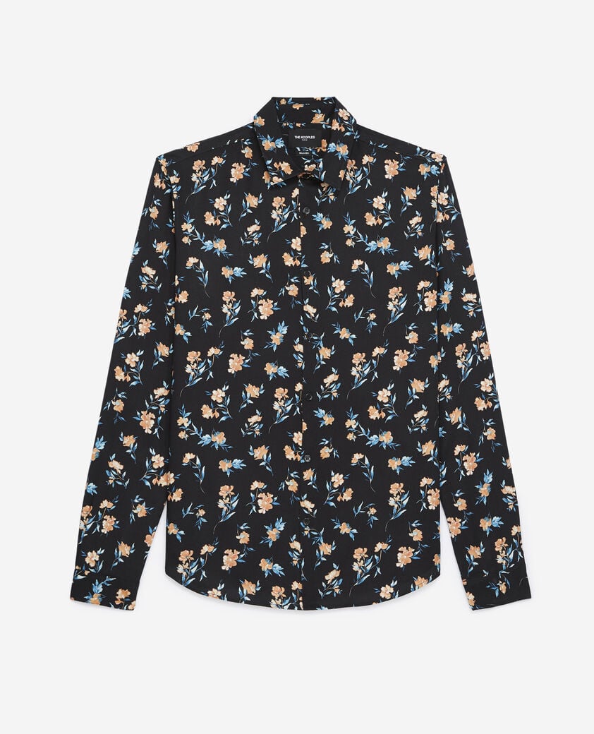 The Kooples HERREN BLACK / PINK hemd klassischer kragen blumen
