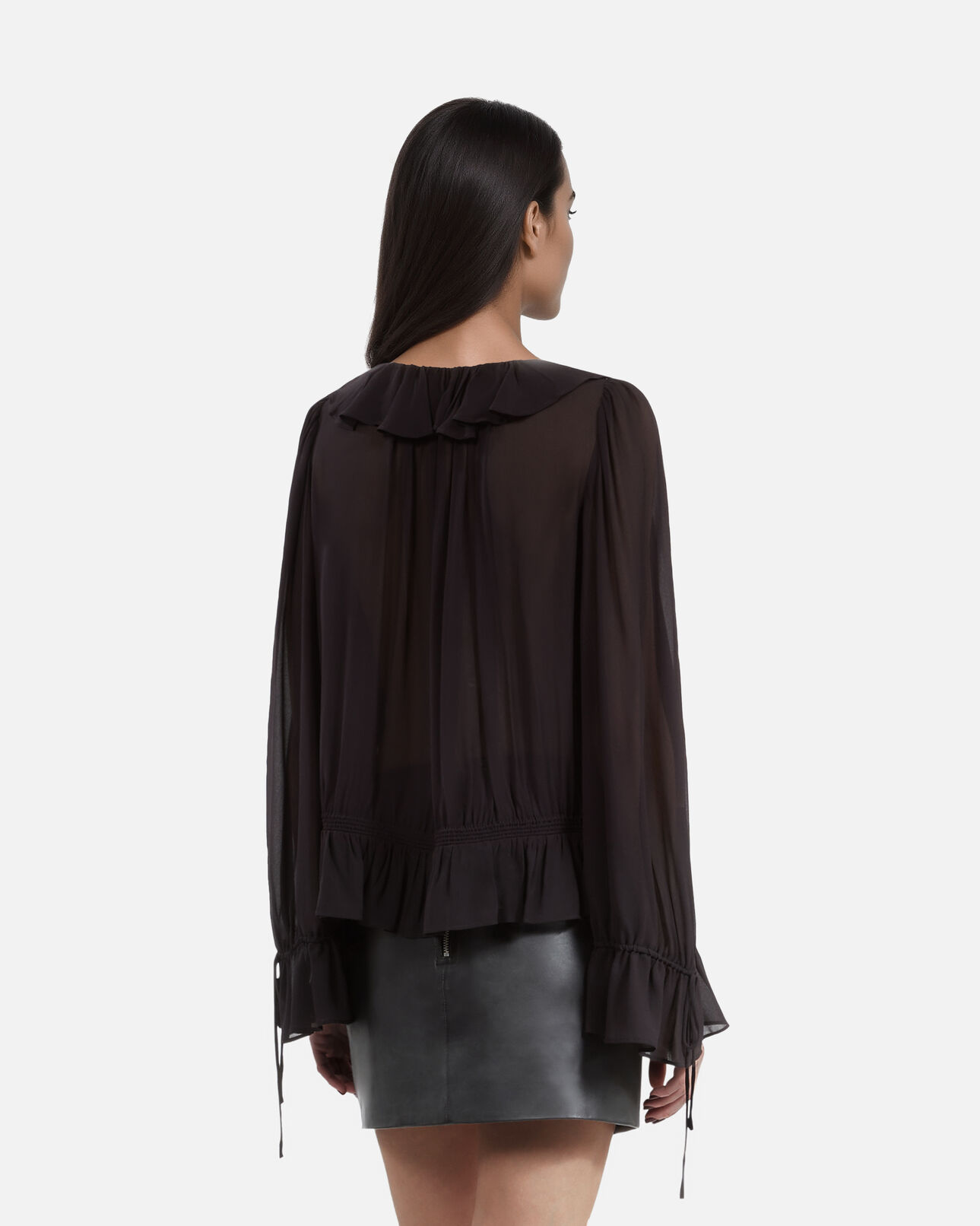 The Kooples FEMME BLACK STONE top avec volants noir