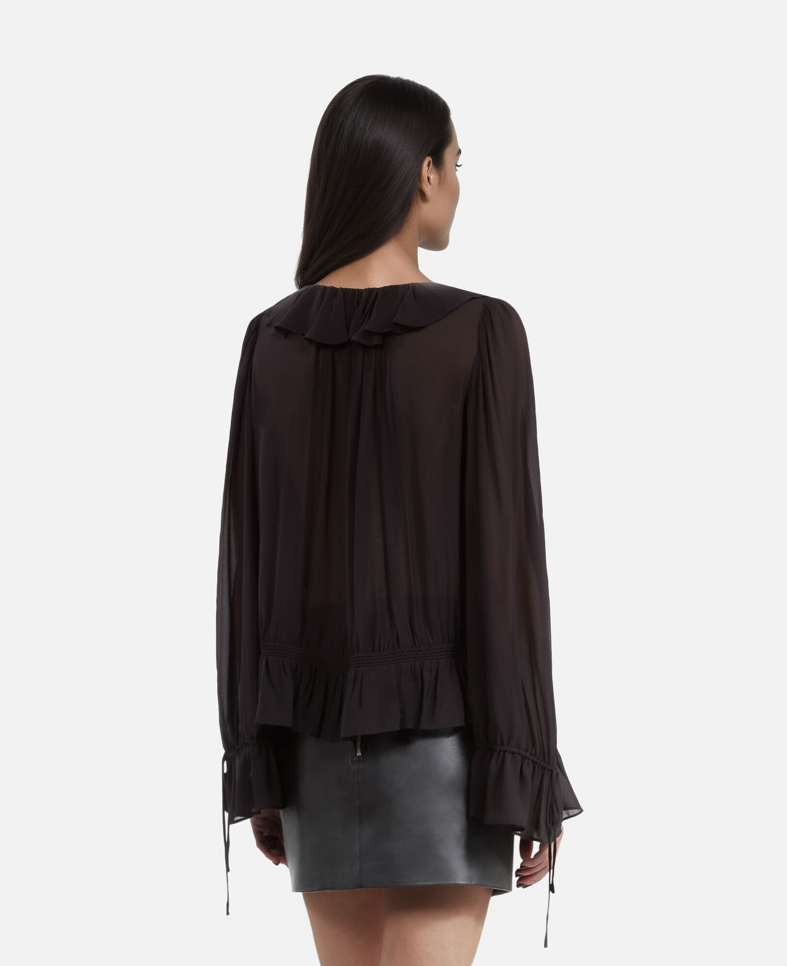 The Kooples WOMEN BLACK STONE black ruffled top