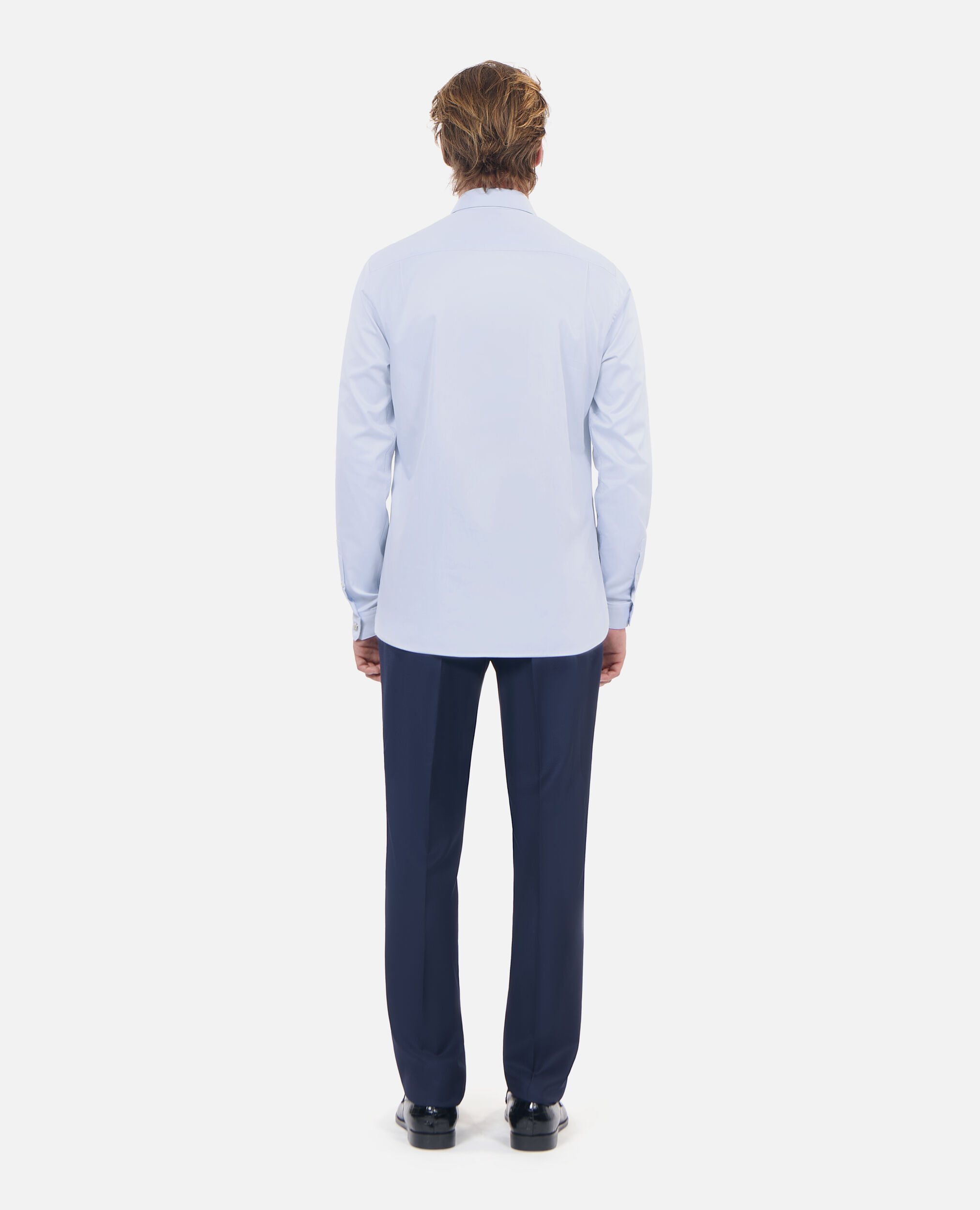 Sky blue cotton shirt with classic collar, LIGHT BLUE, hi-res image number null