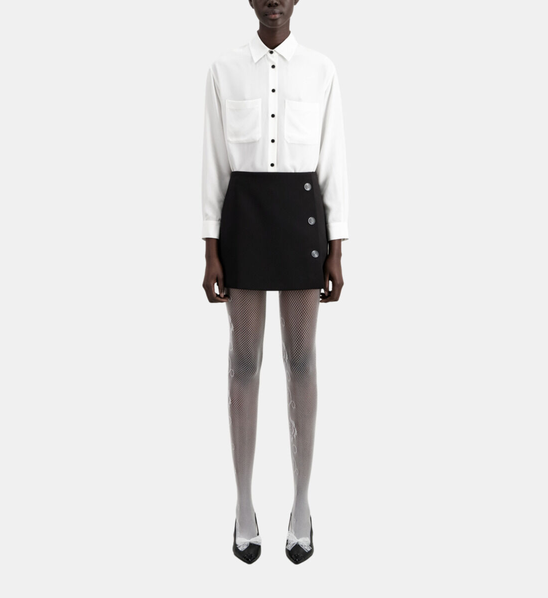 Jupe courte noire en cr pe The Kooples