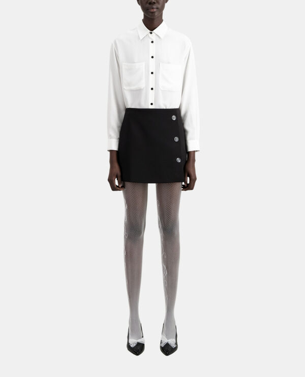 short black crepe skirt