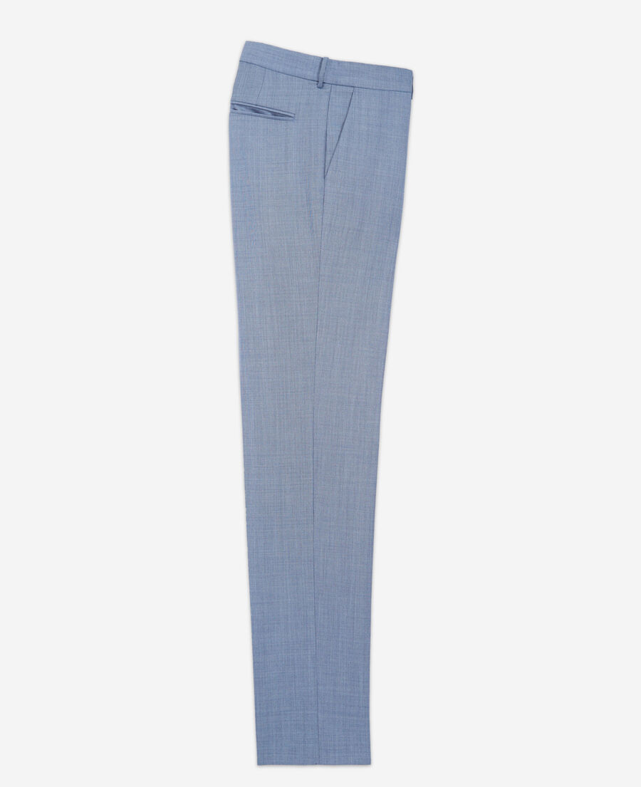 fitted light blue wool suit pants