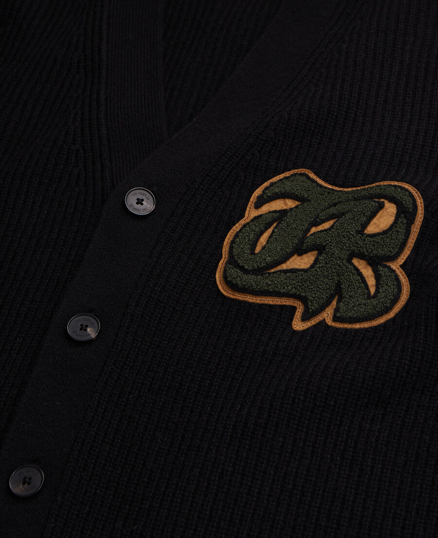 The Kooples MEN BLACK black ribbed wool-blend cardigan