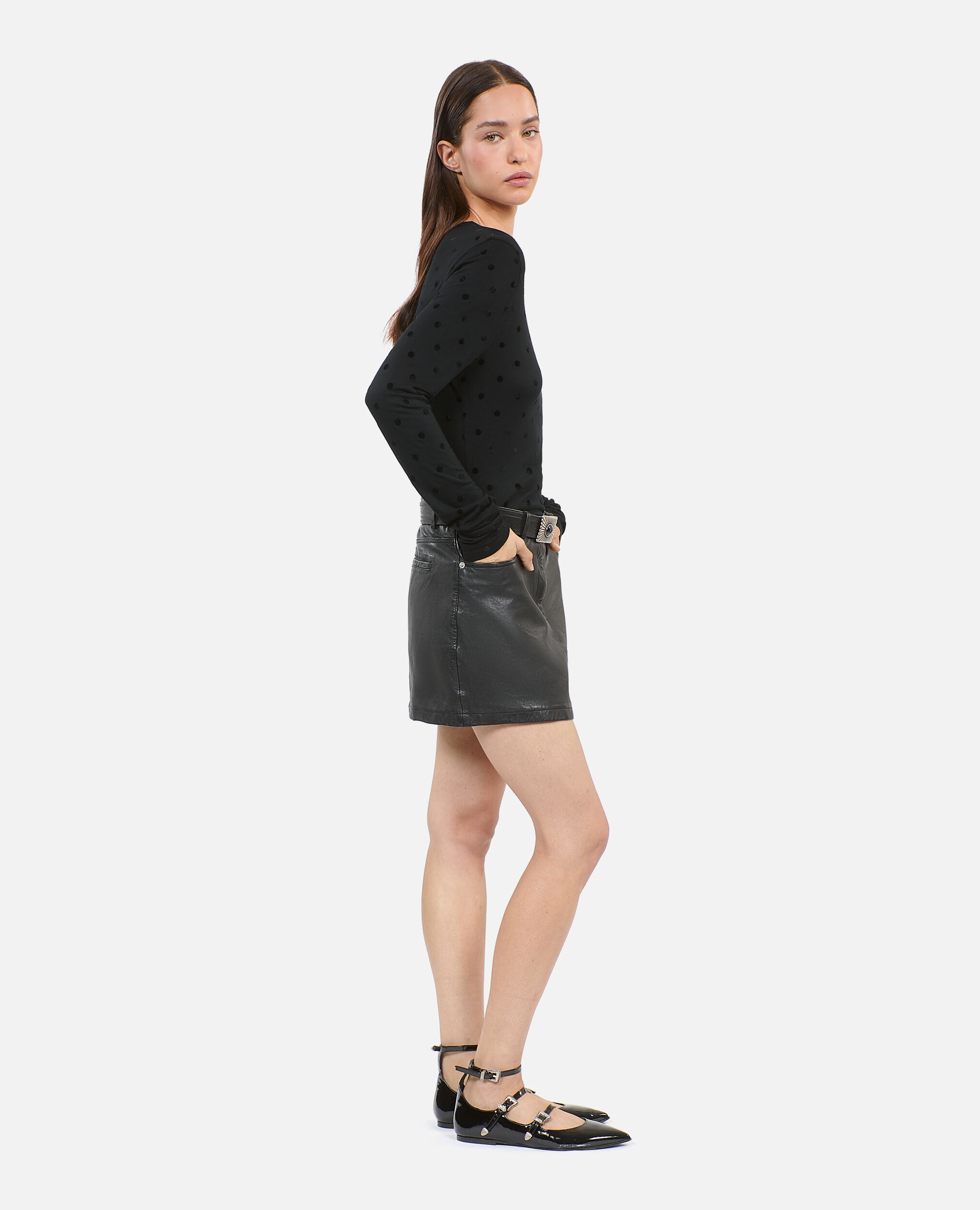 Black long-sleeved t-shirt, BLACK, hi-res image number null