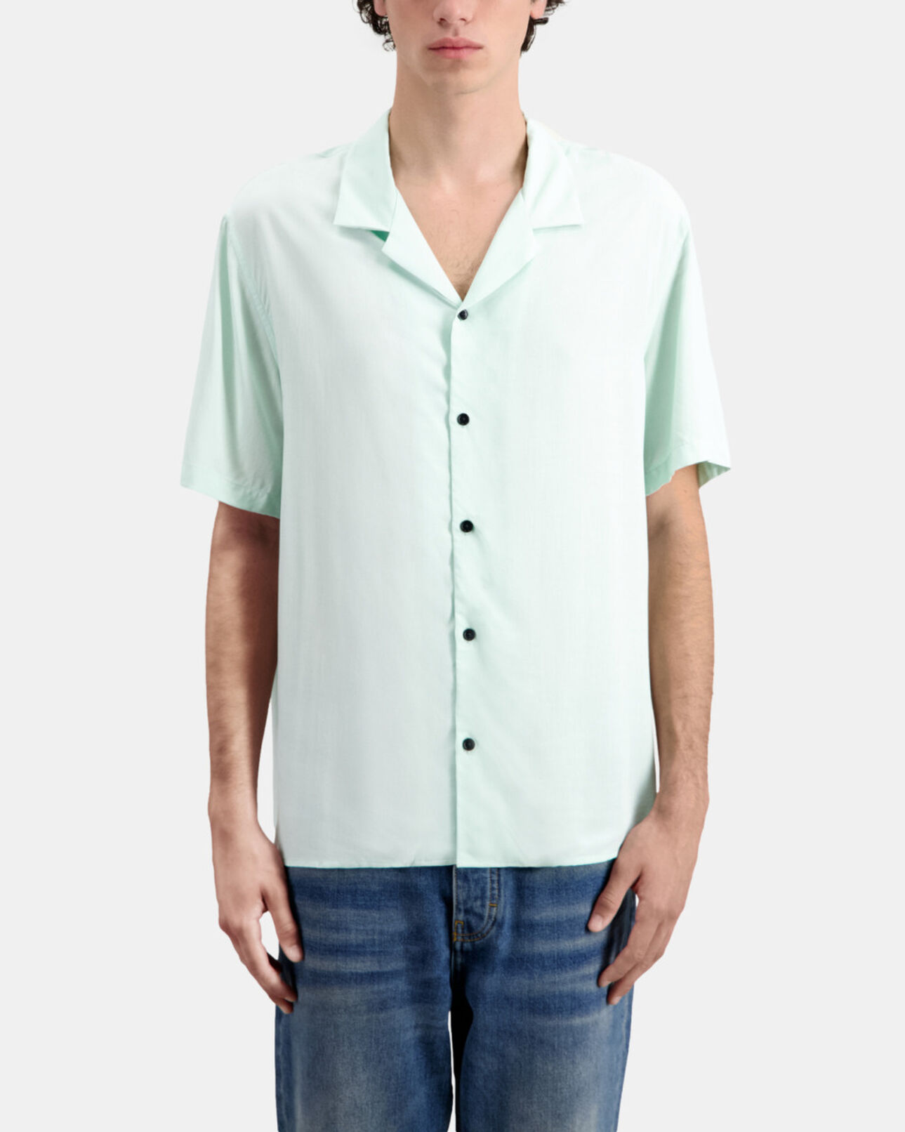 The Kooples HERREN OCEAN grünes hemd mit kurzen ärmeln