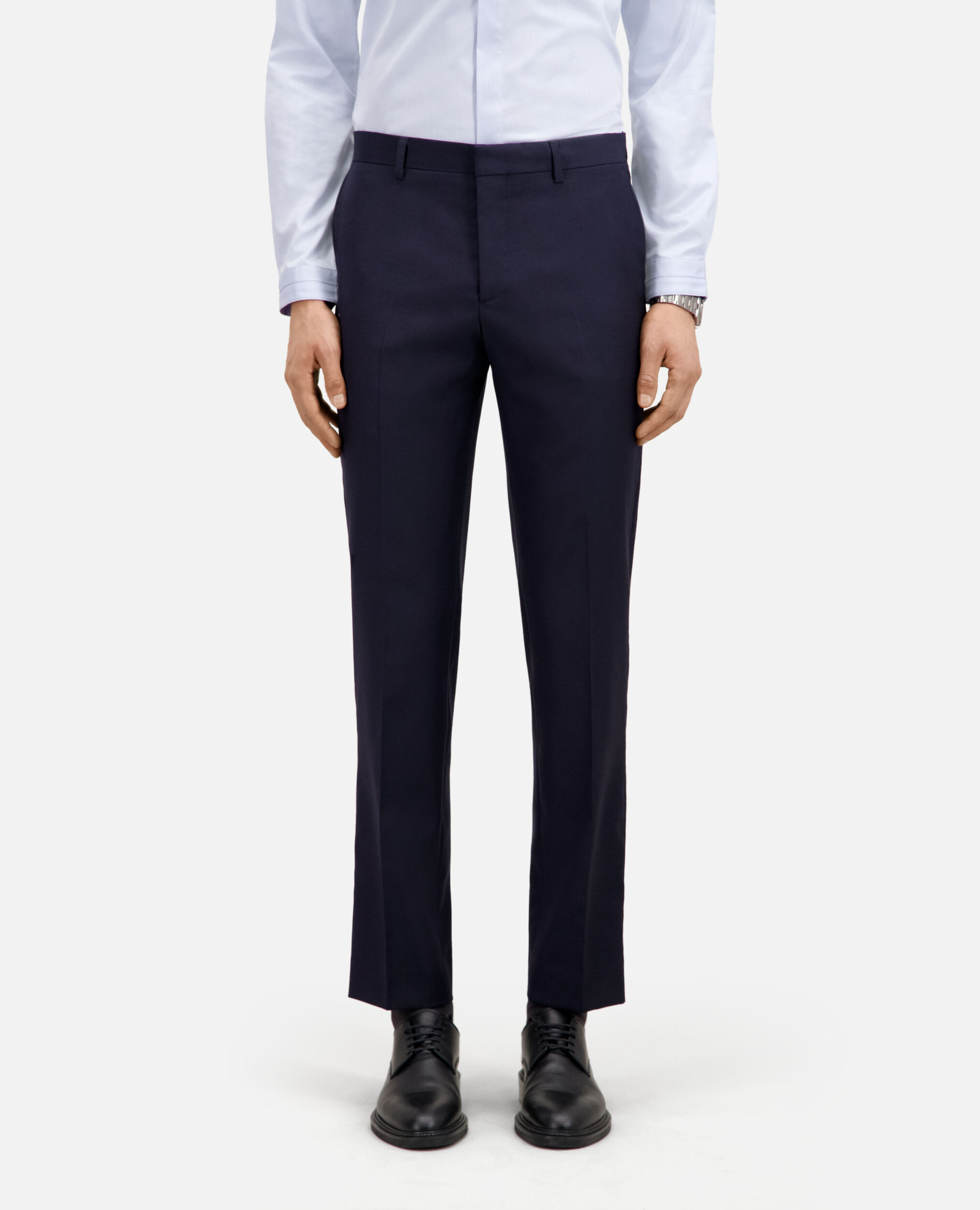 Navy blue wool suit trousers, NAVY, hi-res image number null