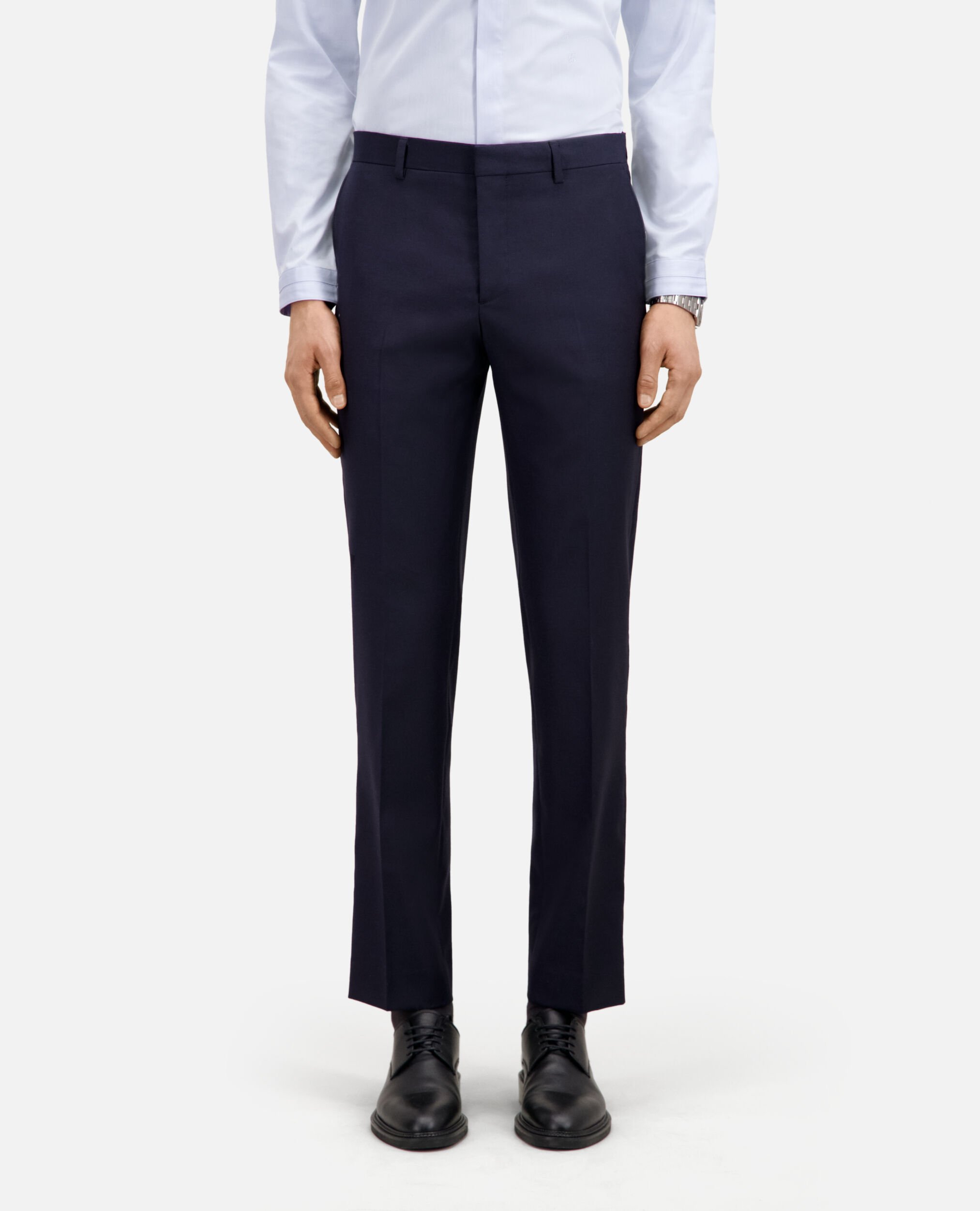 Navy blue wool suit trousers, NAVY, hi-res image number null