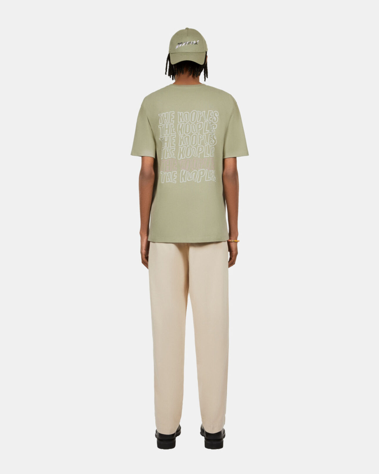 The Kooples MEN KAKI GREY light green t-shirt with logo serigraphy