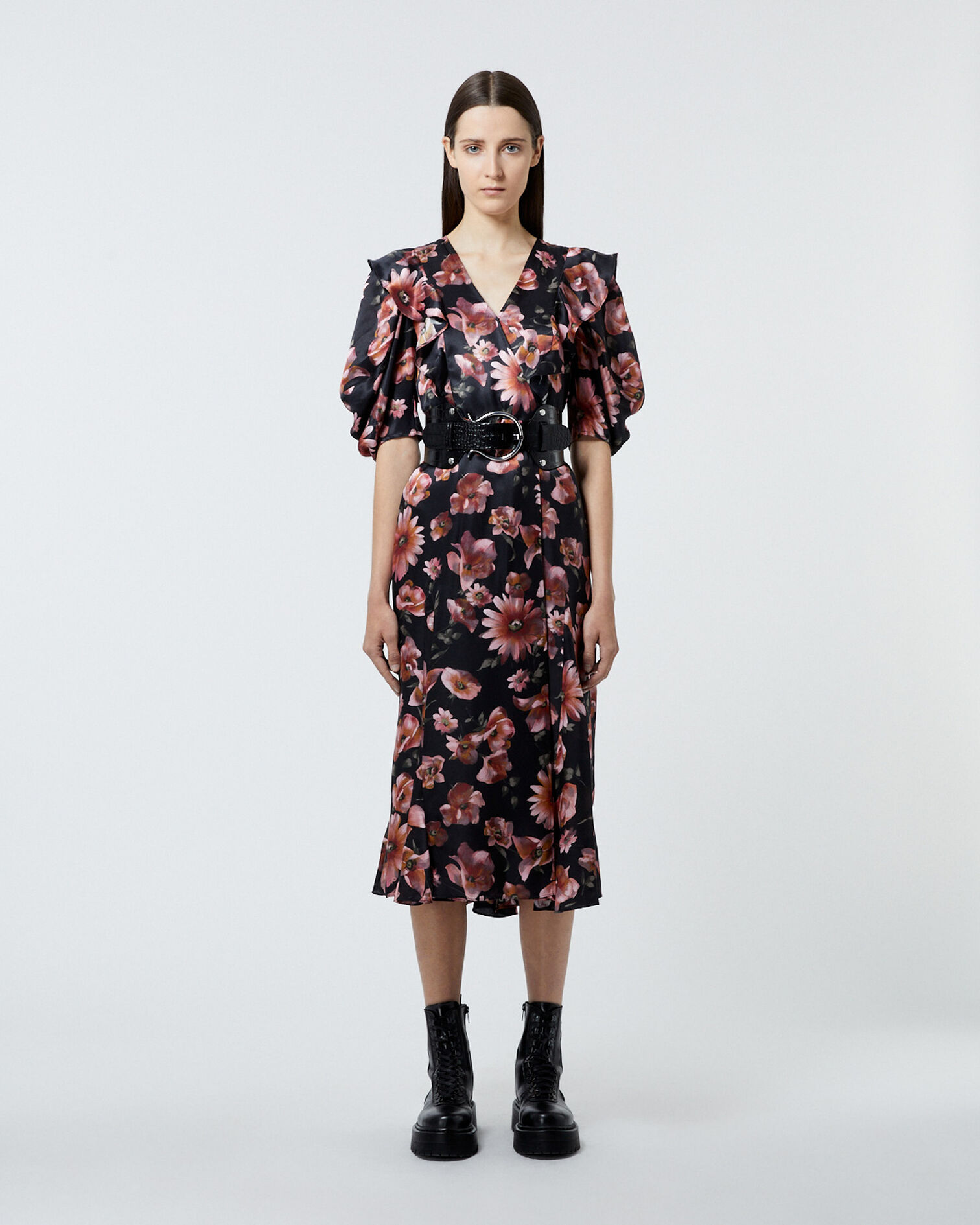 Robe portefeuille imprimée noire, BLACK, hi-res image number null