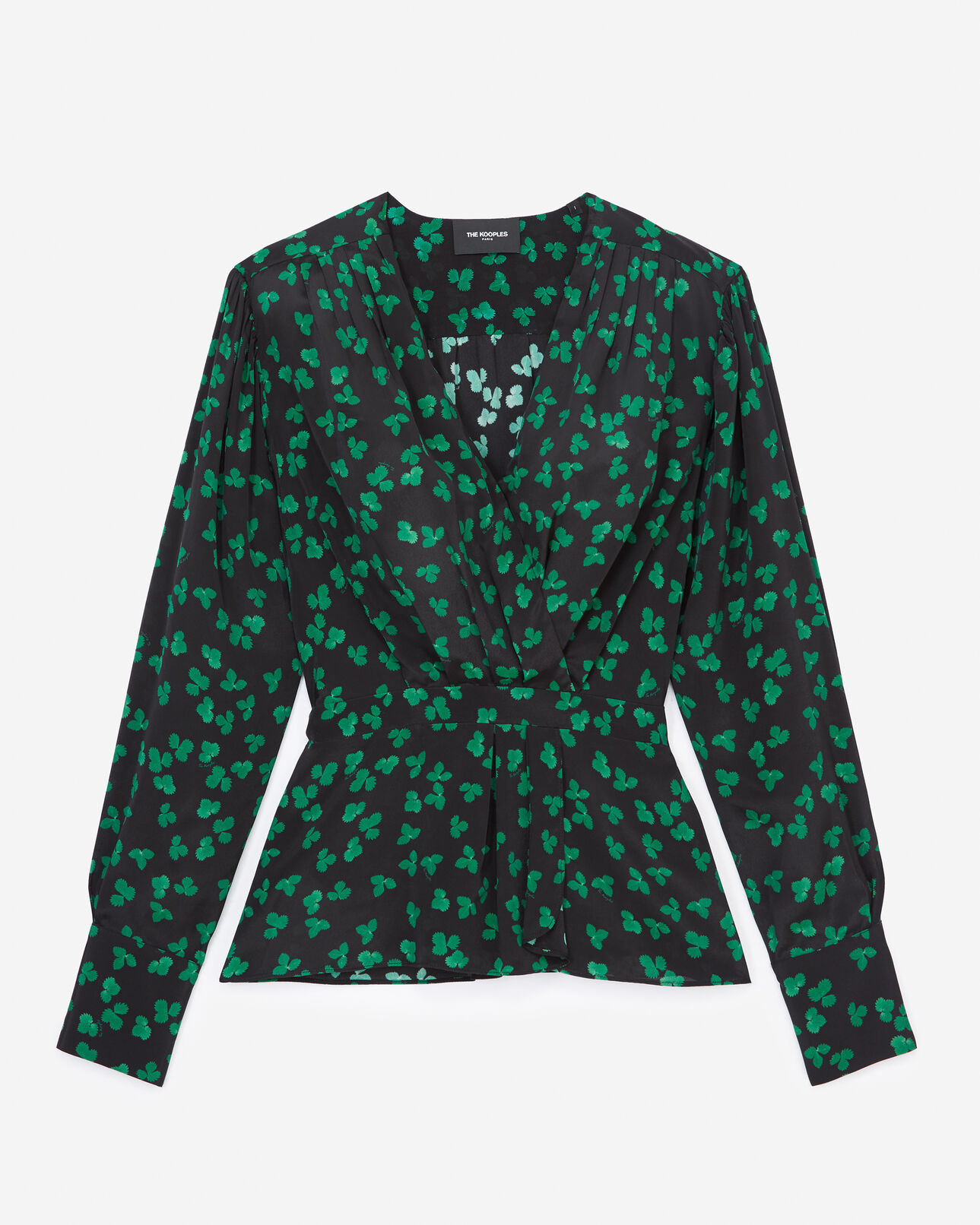 The Kooples WOMEN BLACK / GREEN flowing black and green top with floral print