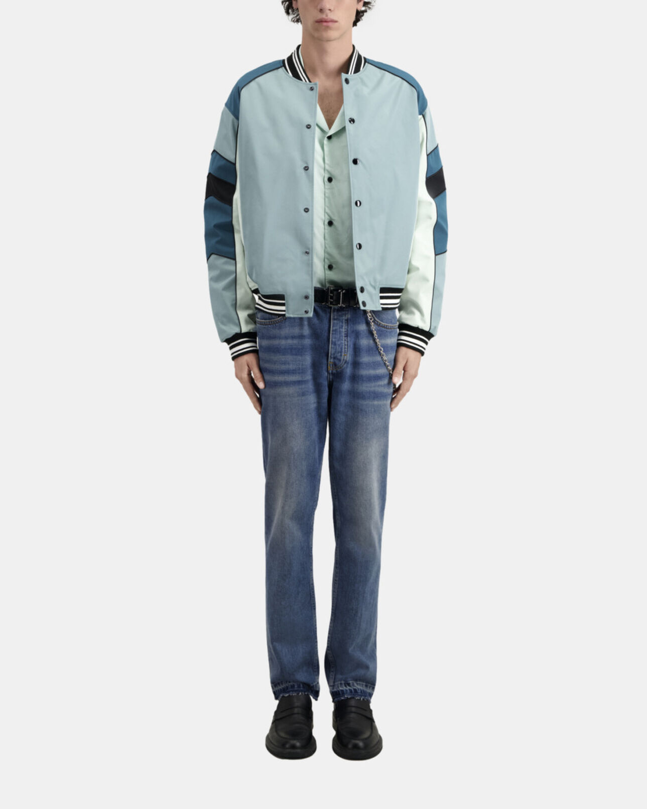 The Kooples MEN CELADON blue and green jacket with patchwork