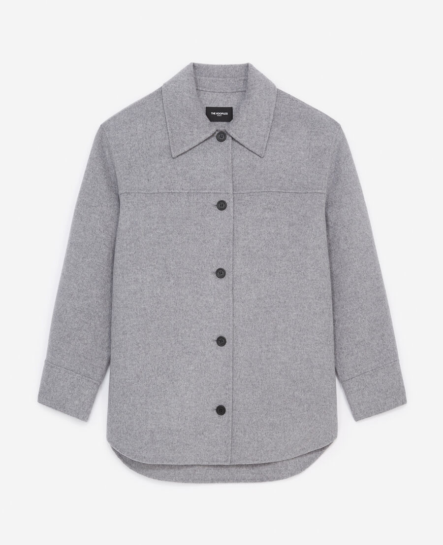 double-faced wool light gray collar jacket