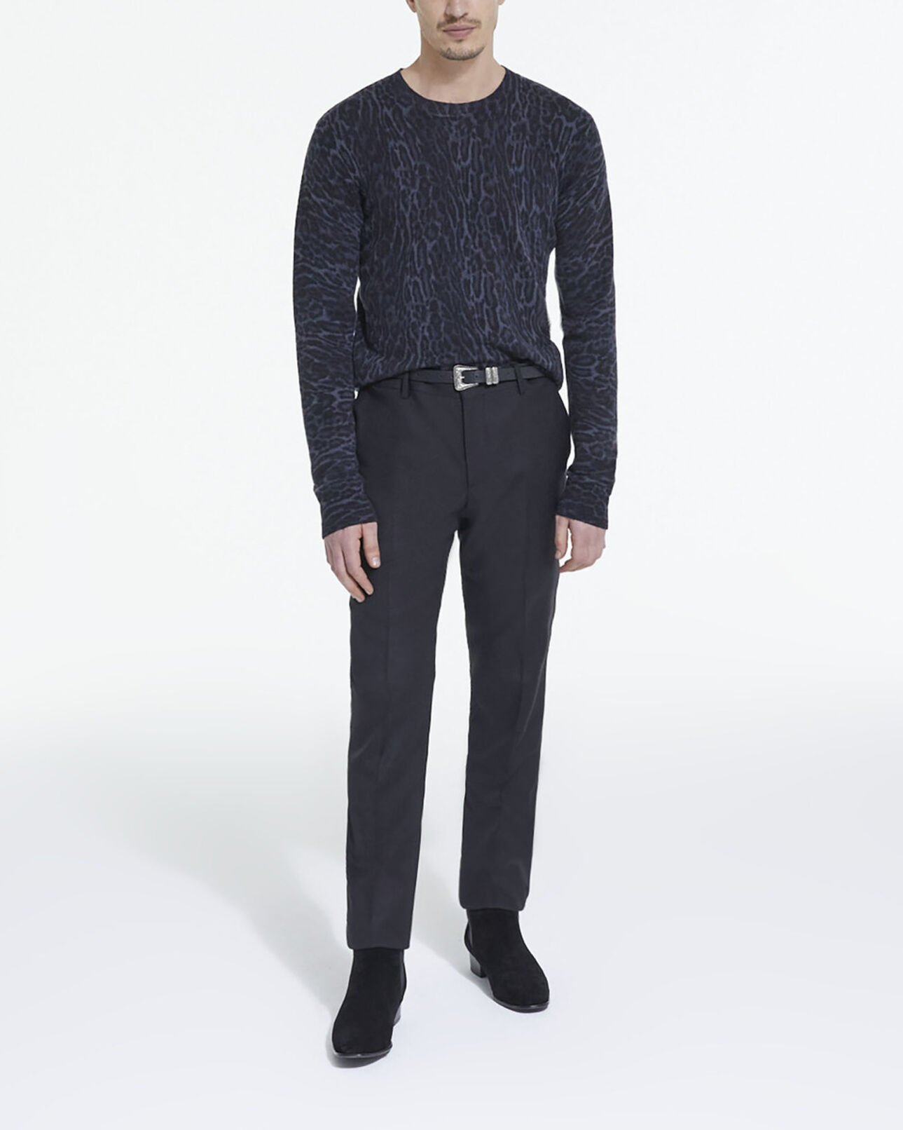 The Kooples HOMBRE BLACK GREY jersey cachemira leopardo