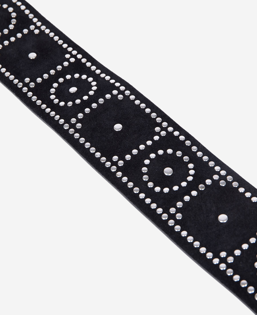 The Kooples F BLACK wide black leather belt with studs