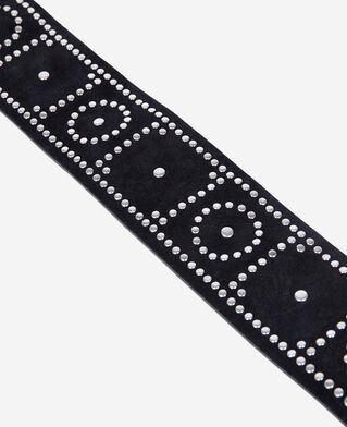 The Kooples F BLACK wide black leather belt with studs