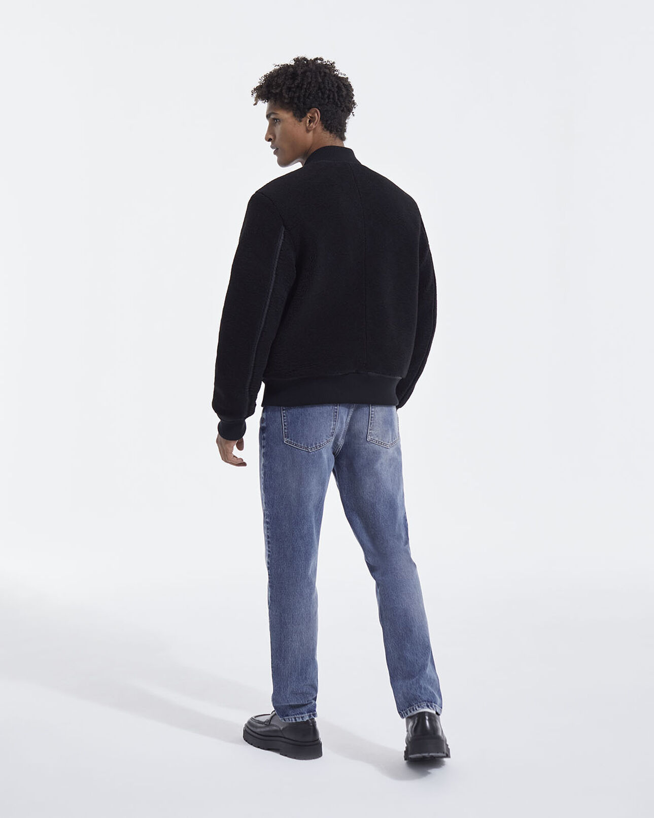 The Kooples HOMME BLACK blouson fausse fourrure noire à poche