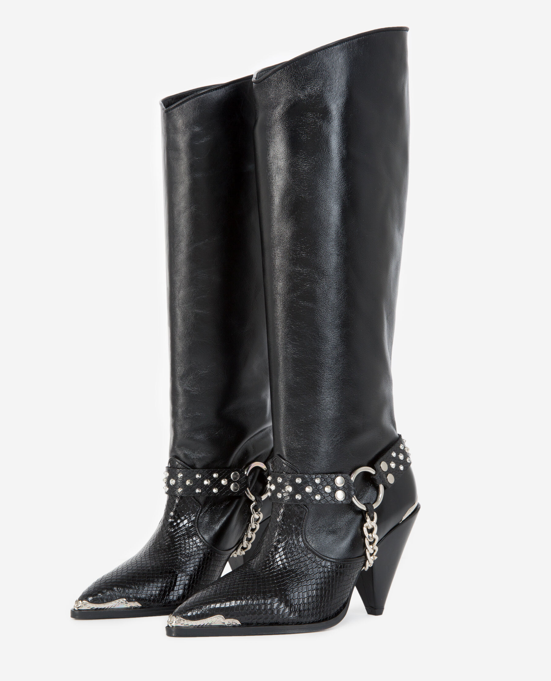 Heeled black boots leather w removable jewel The Kooples