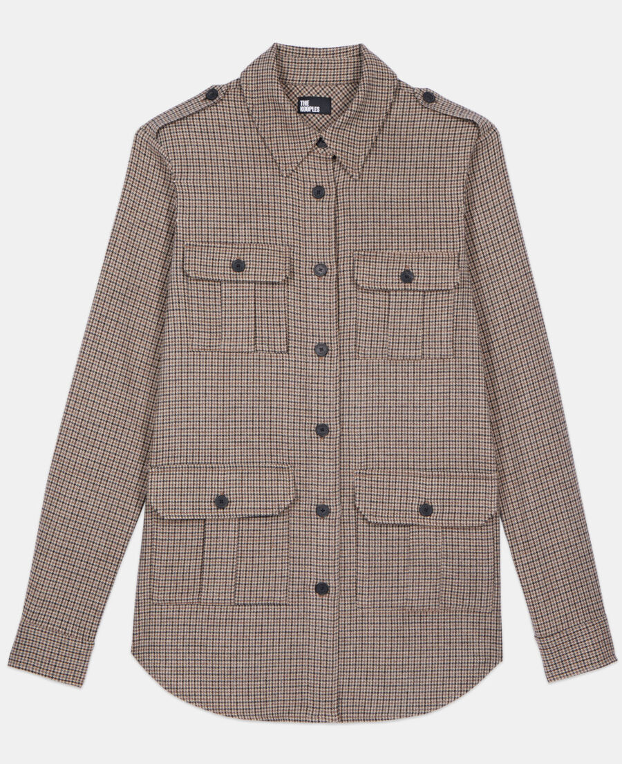 The Kooples FEMME BEIGE-BROWN chemise longue à carreaux