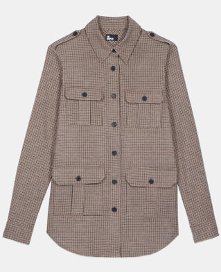 The Kooples FEMME BEIGE-BROWN chemise longue à carreaux