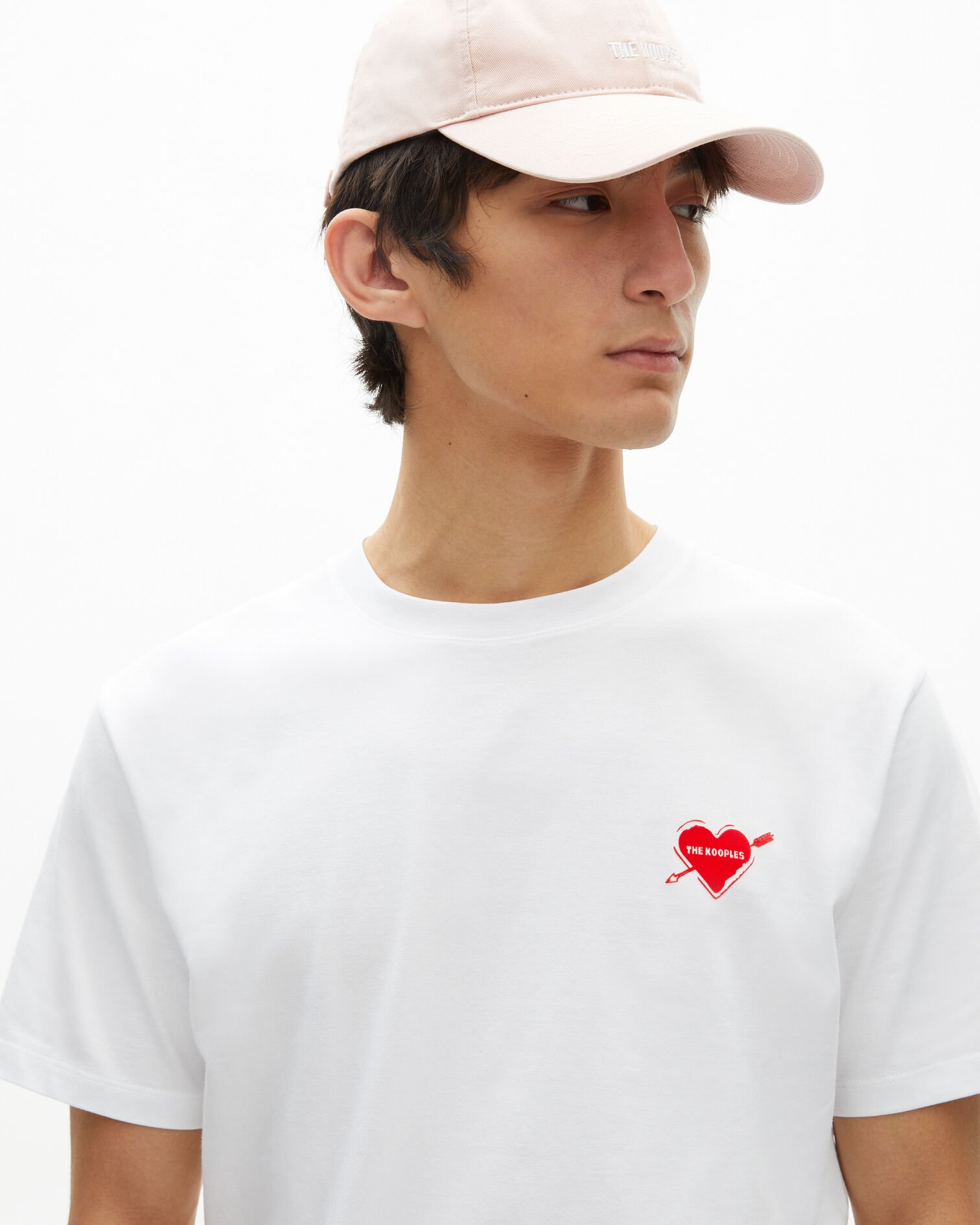 T-shirt with white heart flocking, WHITE, hi-res image number null