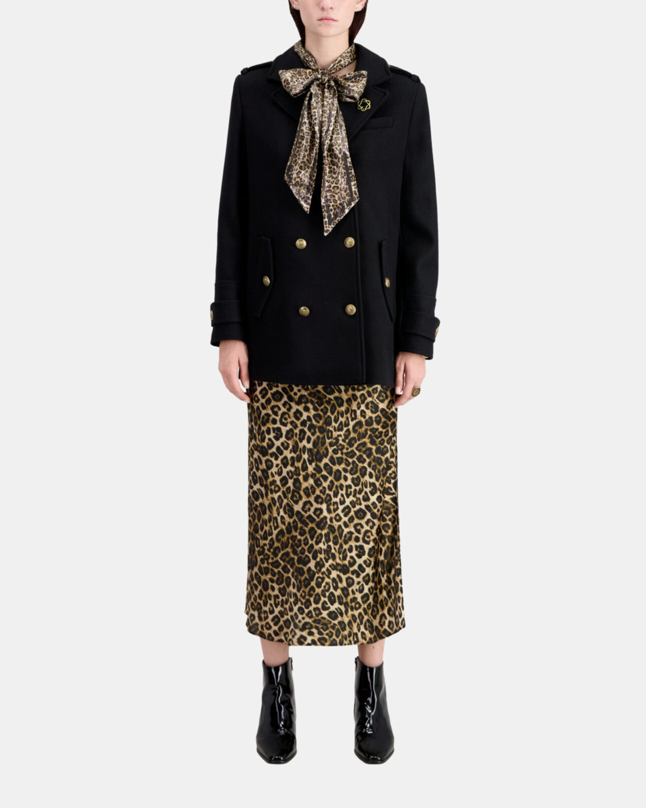 The Kooples WOMEN BLACK black wool-blend pea coat