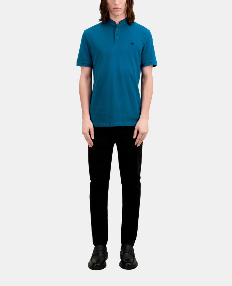 The Kooples HERREN MEDIUM BLUE blaues poloshirt aus baumwolle
